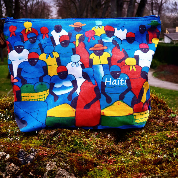 Trousse de Toilette Maquillage peint main peinture naïve haïtienne