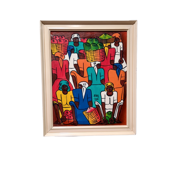 Peinture haitienne scène de marché
