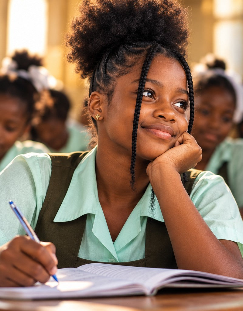 Une jeune fille à l’école — image d’illustration