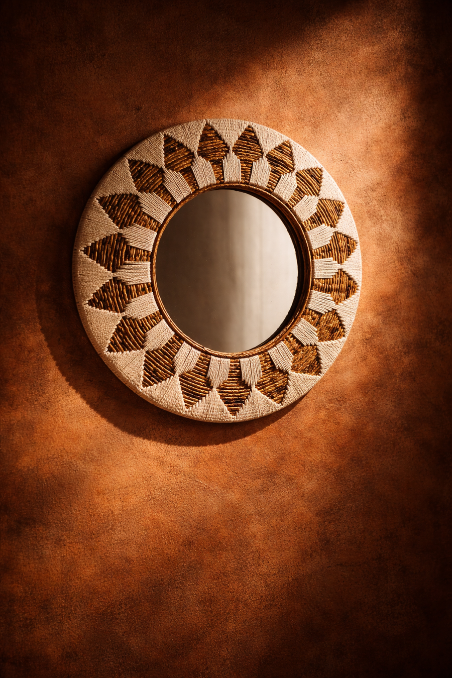 Miroir rotin 60 cm artisanal Bali — décoration murale haut de gamme | Kisqueya