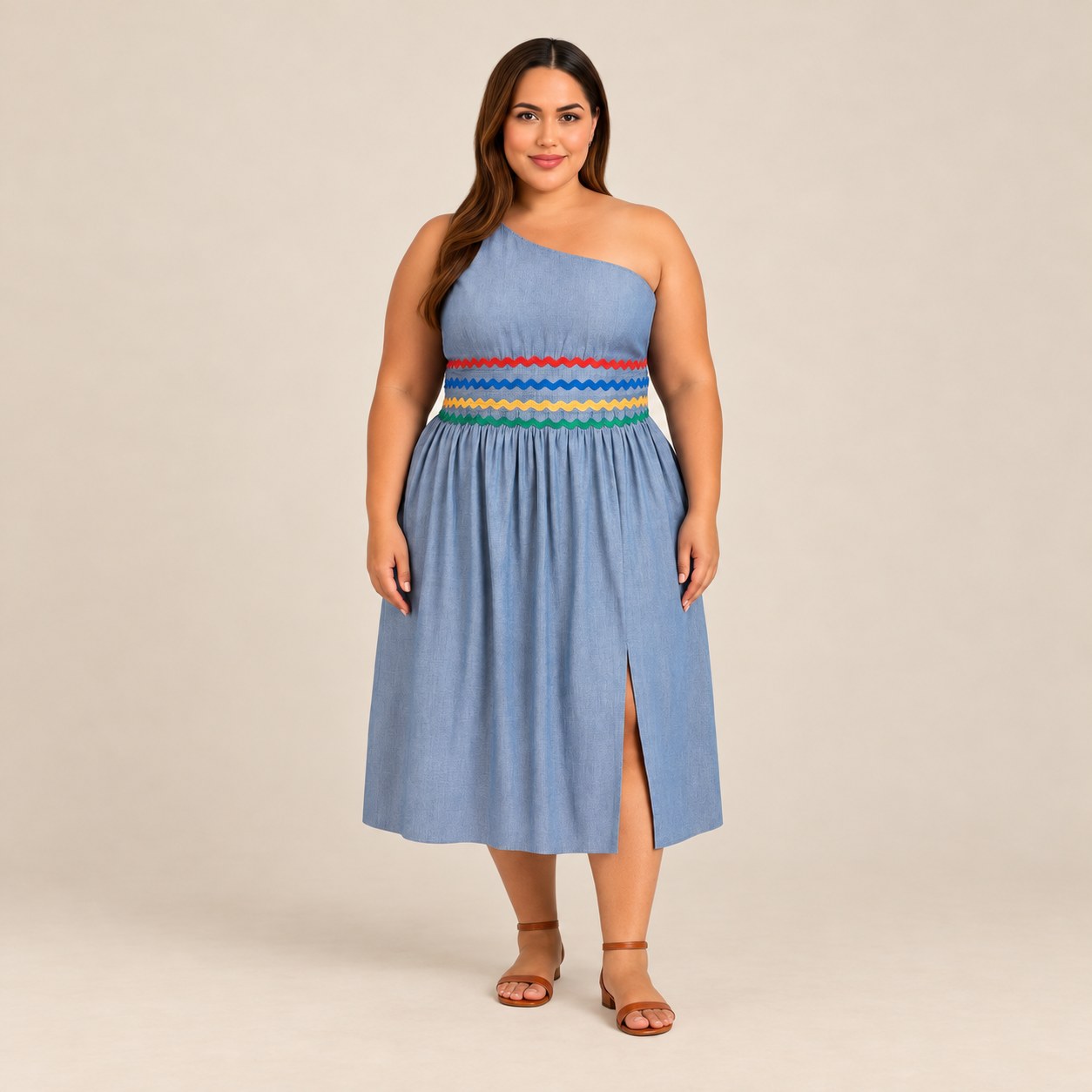 Robe Karabela Itiba une épaule, taille cintrée, vue 2